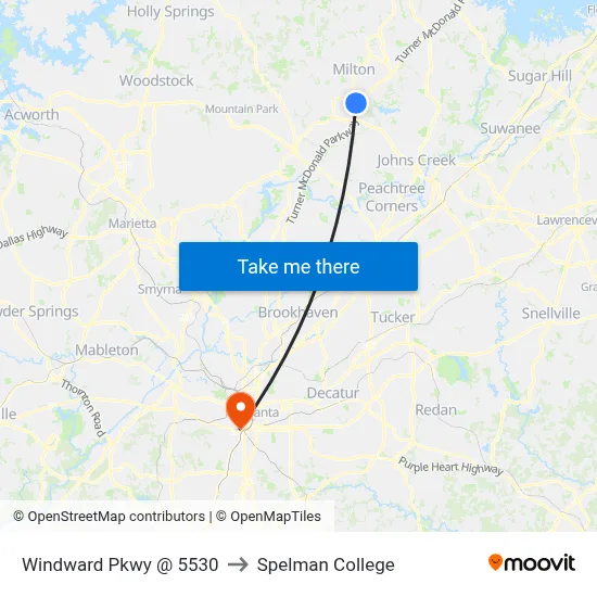 Windward Pkwy @ 5530 to Spelman College map