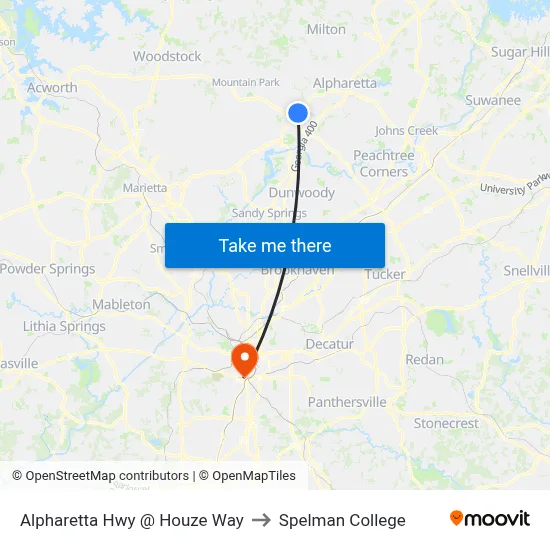 Alpharetta Hwy @ Houze Way to Spelman College map
