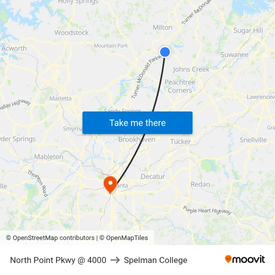 North Point Pkwy @ 4000 to Spelman College map