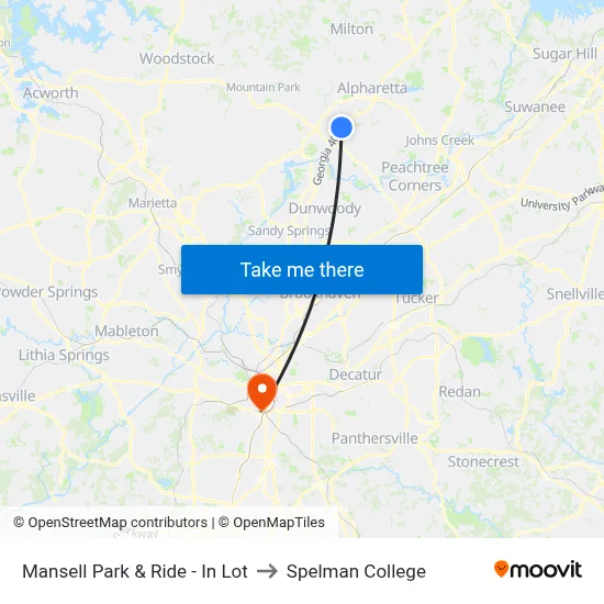 Mansell Park & Ride - In Lot to Spelman College map