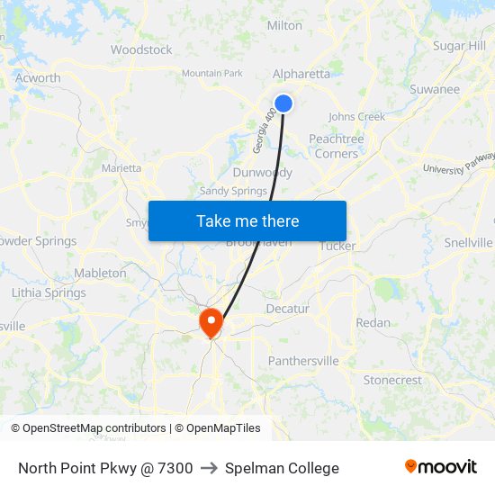 North Point Pkwy @ 7300 to Spelman College map