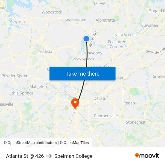 Atlanta St @ 426 to Spelman College map