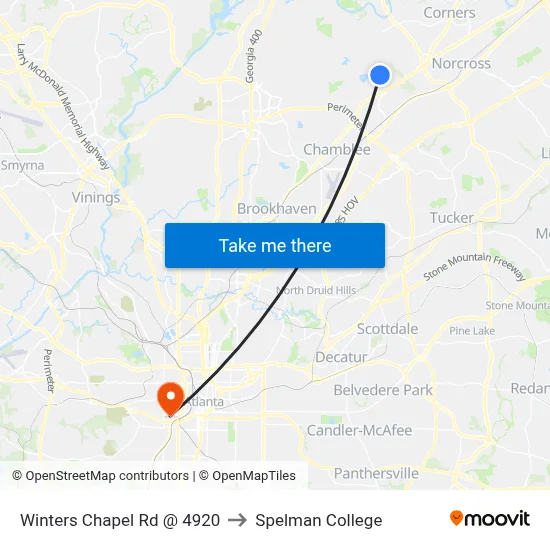 Winters Chapel Rd @ 4920 to Spelman College map