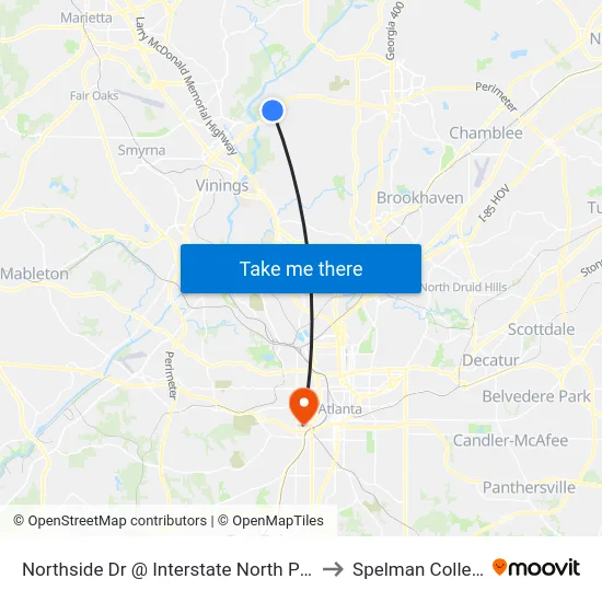 Northside Dr @ Interstate North Pkwy to Spelman College map