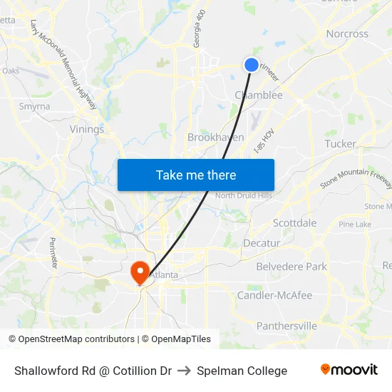 Shallowford Rd @ Cotillion Dr to Spelman College map