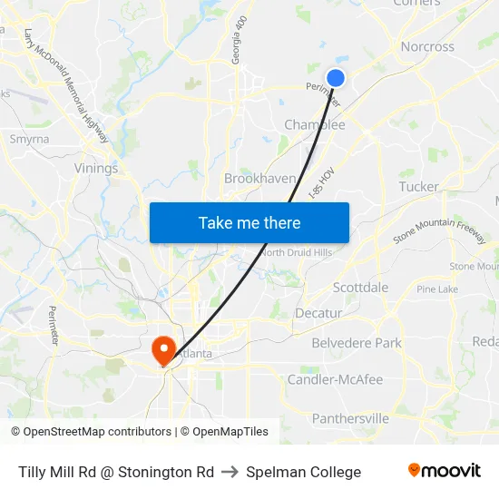 Tilly Mill Rd @ Stonington Rd to Spelman College map