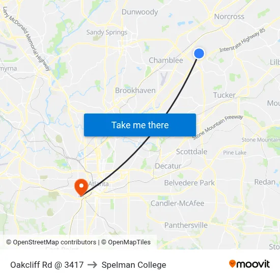 Oakcliff Rd @ 3417 to Spelman College map