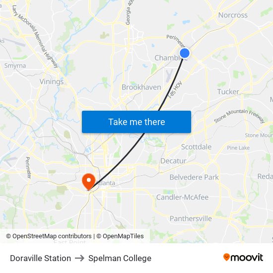 Doraville Station to Spelman College map