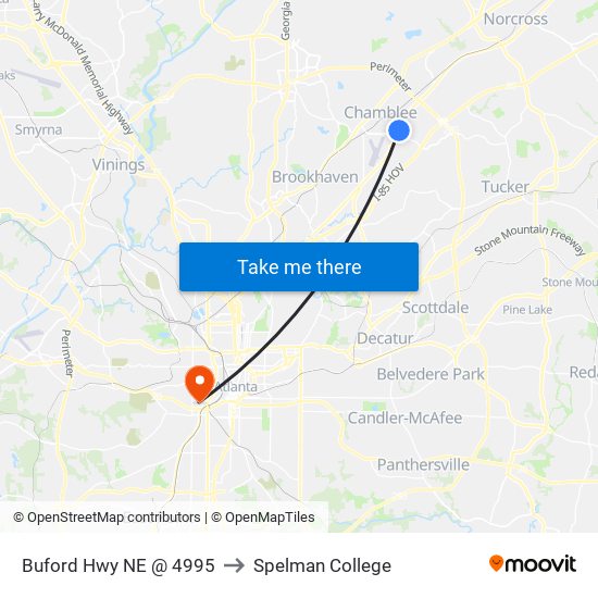 Buford Hwy NE @ 4995 to Spelman College map