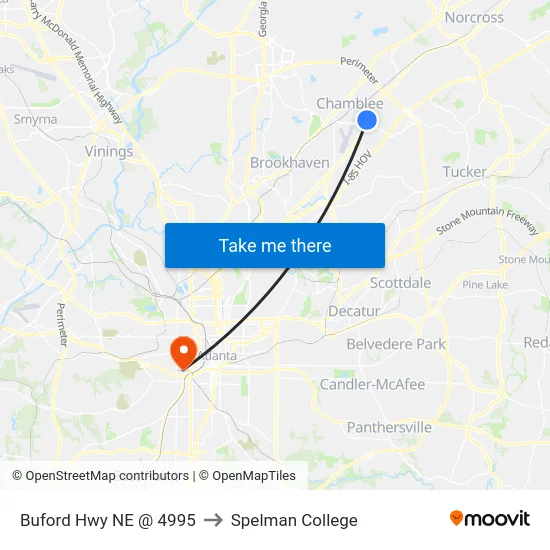 Buford Hwy NE @ 4995 to Spelman College map