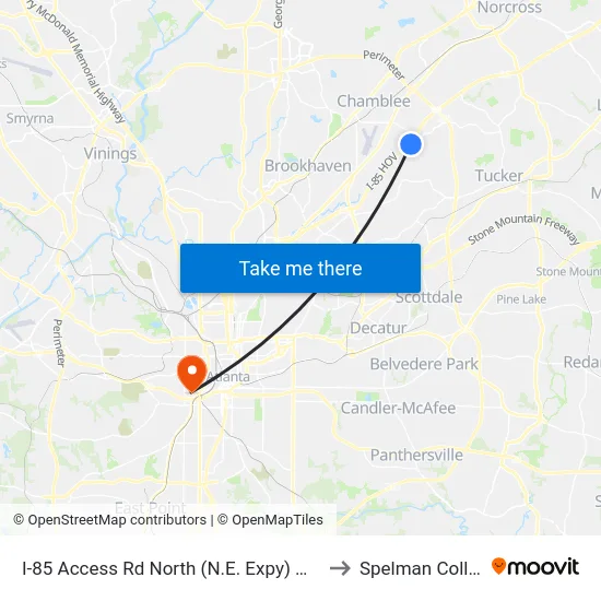I-85 Access Rd North (N.E. Expy) @ 3355 to Spelman College map