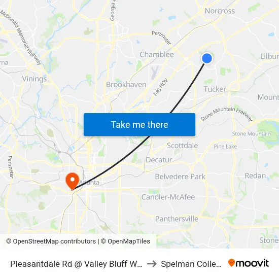 Pleasantdale Rd @ Valley Bluff Way to Spelman College map