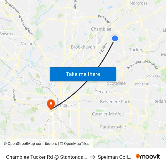 Chamblee Tucker Rd @ Stantondale Dr to Spelman College map
