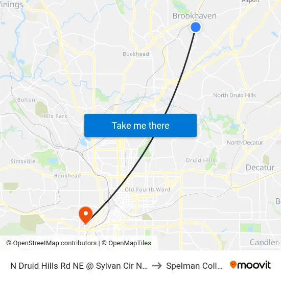 N Druid Hills Rd NE @ Sylvan Cir NE (S) to Spelman College map