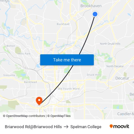 Briarwood Rd@Briarwood Hills to Spelman College map