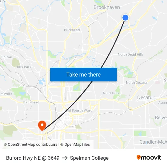 Buford Hwy NE @ 3649 to Spelman College map