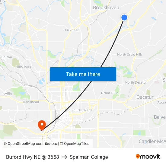 Buford Hwy NE @ 3658 to Spelman College map