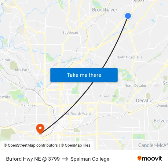 Buford Hwy NE @ 3799 to Spelman College map