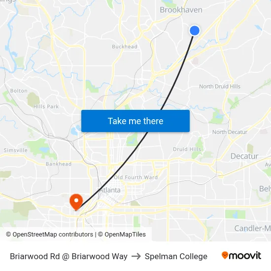 Briarwood Rd @ Briarwood Way to Spelman College map