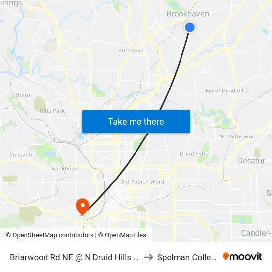 Briarwood Rd NE @ N Druid Hills Rd to Spelman College map