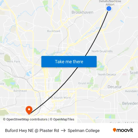 Buford Hwy NE @ Plaster Rd to Spelman College map