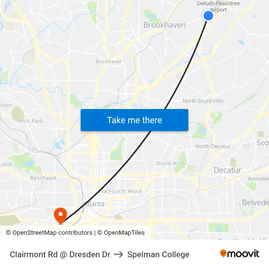 Clairmont Rd @ Dresden Dr to Spelman College map