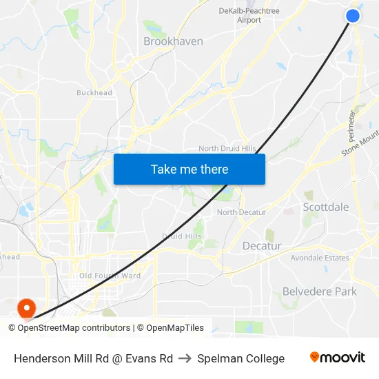 Henderson Mill Rd @ Evans Rd to Spelman College map