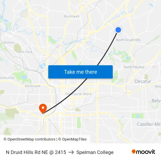 N Druid Hills Rd NE @ 2415 to Spelman College map