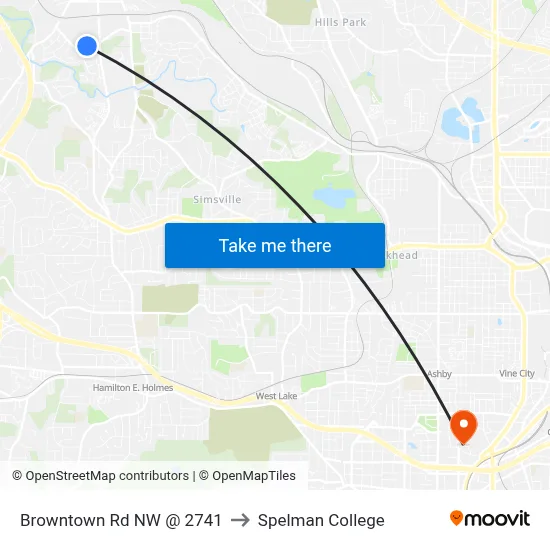 Browntown Rd NW @ 2741 to Spelman College map