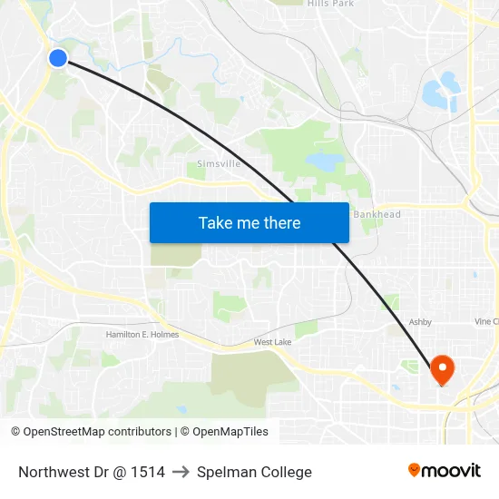 Northwest Dr @ 1514 to Spelman College map