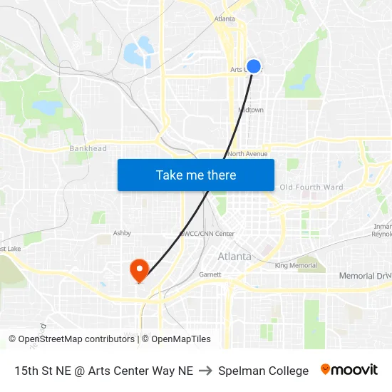 15th St NE @ Arts Center Way NE to Spelman College map