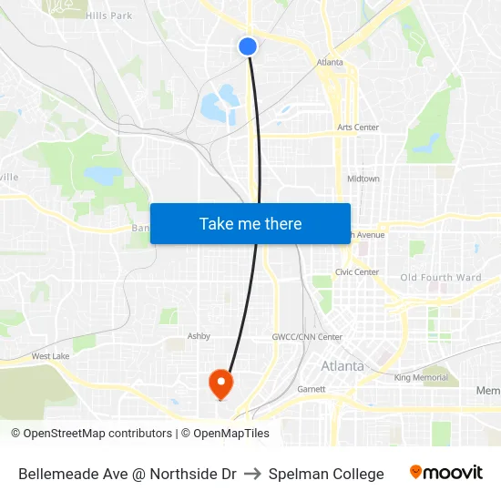 Bellemeade Ave @ Northside Dr to Spelman College map