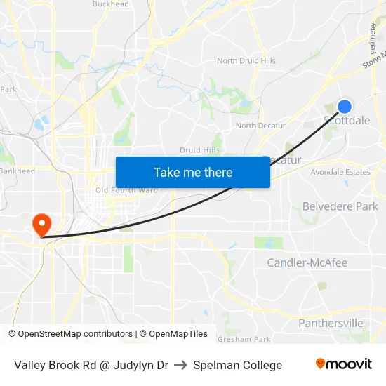 Valley Brook Rd @ Judylyn Dr to Spelman College map