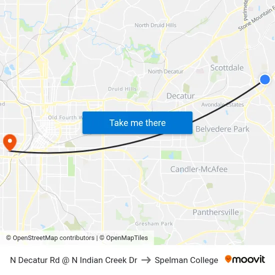 N Decatur Rd @ N Indian Creek Dr to Spelman College map