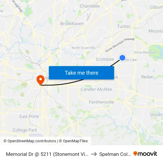 Memorial Dr @ 5211 (Stonemont Village Sc) to Spelman College map