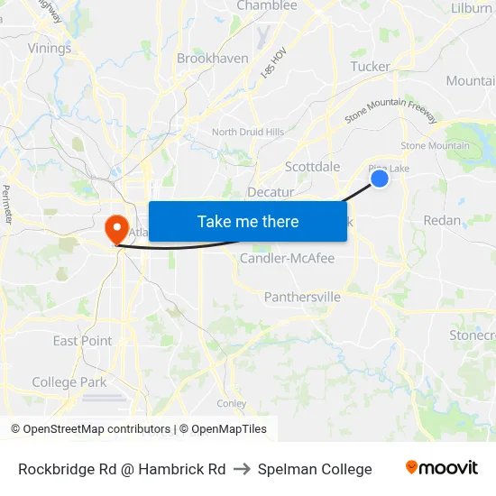 Rockbridge Rd @ Hambrick Rd to Spelman College map