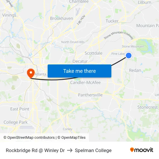 Rockbridge Rd @ Winley Dr to Spelman College map