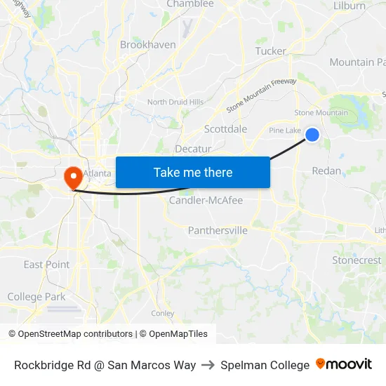 Rockbridge Rd @ San Marcos Way to Spelman College map