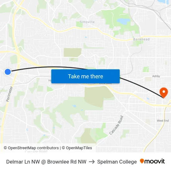 Delmar Ln NW @ Brownlee Rd NW to Spelman College map