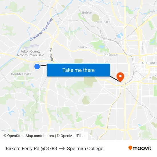 Bakers Ferry Rd @ 3783 to Spelman College map