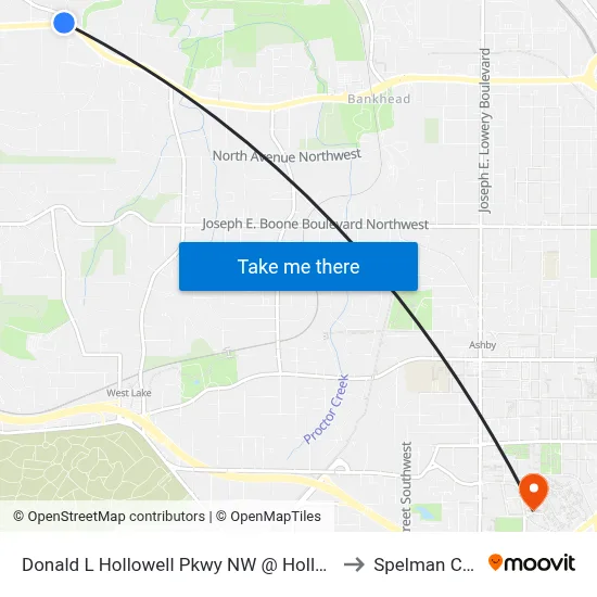 Donald L Hollowell Pkwy NW @ Hollywood Rd NW to Spelman College map