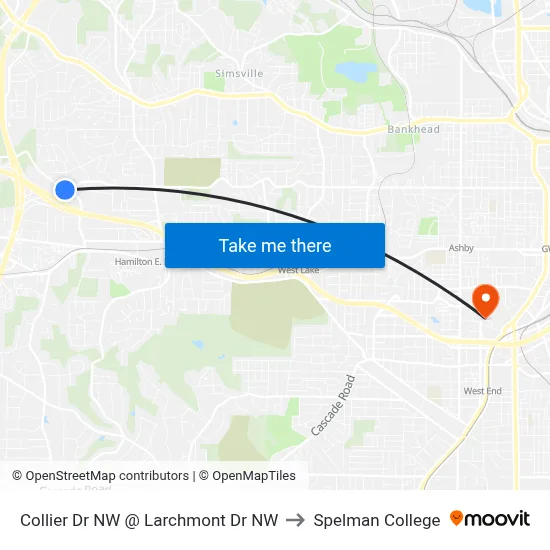 Collier Dr NW @ Larchmont Dr NW to Spelman College map