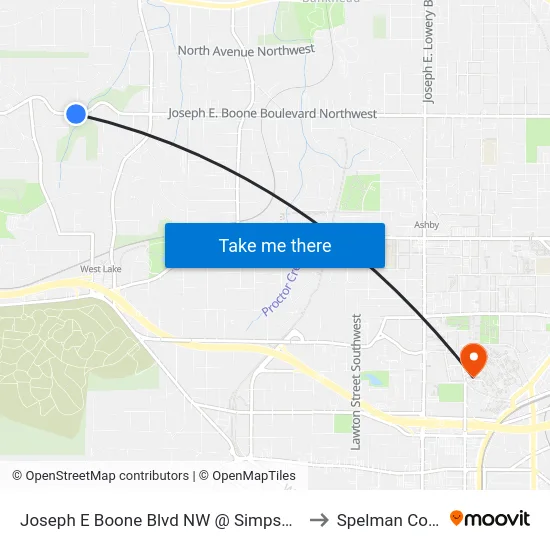 Joseph E Boone Blvd NW @ Simpson Ter NW to Spelman College map