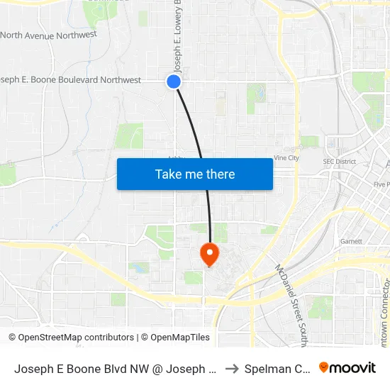 Joseph E Boone Blvd NW @ Joseph E Lowery Blvd to Spelman College map