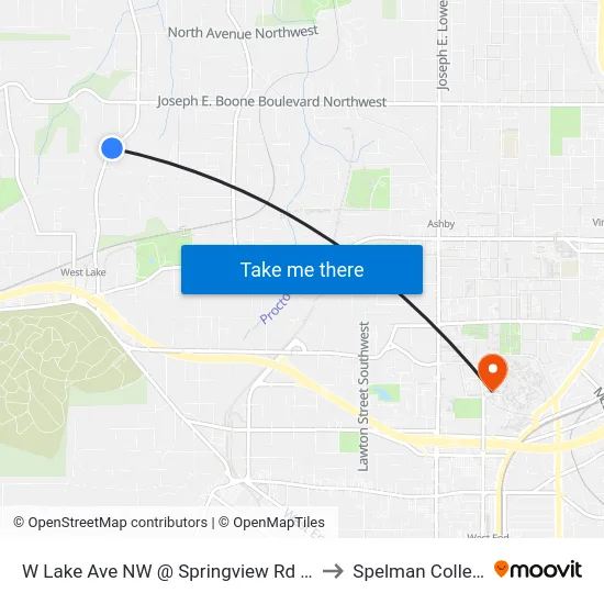 W Lake Ave NW @ Springview Rd NW to Spelman College map