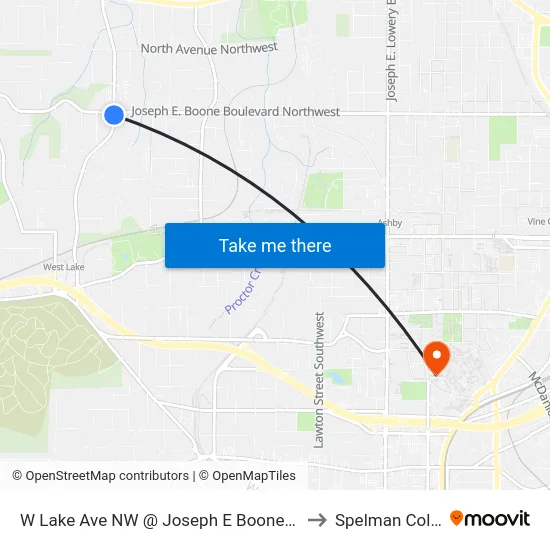W Lake Ave NW @ Joseph E Boone Blvd NW to Spelman College map