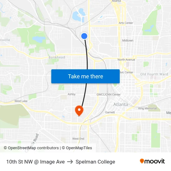 10th St NW @ Image Ave to Spelman College map