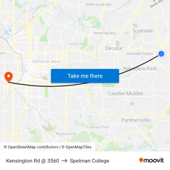 Kensington Rd @ 3560 to Spelman College map