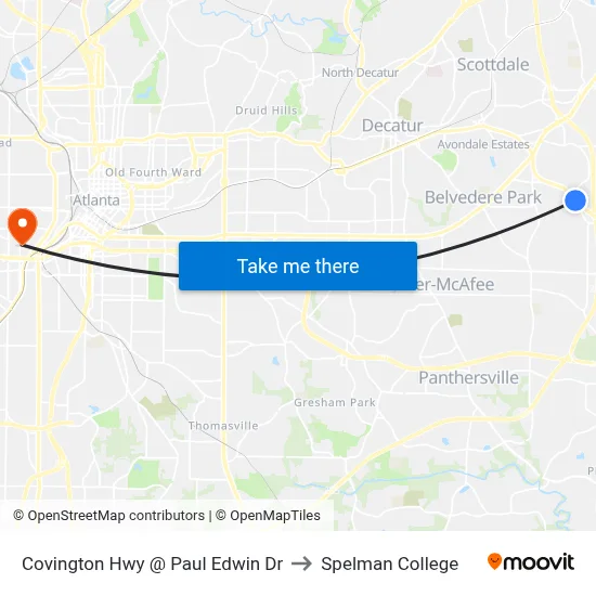 Covington Hwy @ Paul Edwin Dr to Spelman College map