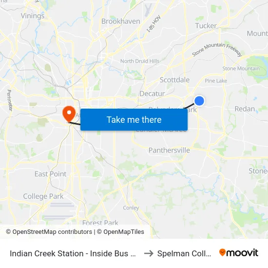Indian Creek Station - Inside Bus Loop to Spelman College map
